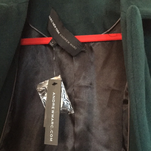 Andrew Marc Green coat removable fur collar green size 12 - Picture 10 of 14